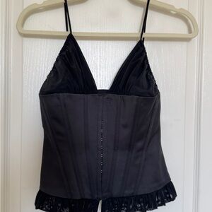 Elegant Black Camisole Corset Top & Skirt